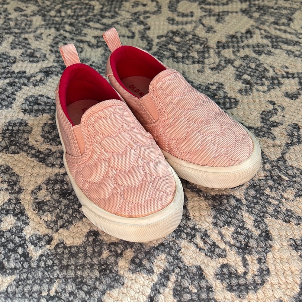 Pink heart slip on sneakers